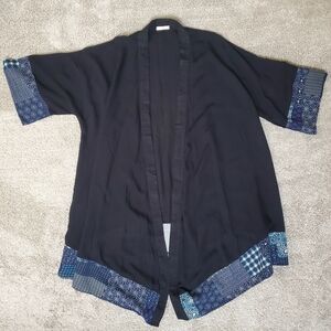 COOFANDY Men's XXL Black Kimono Cardigan Jacket EUC Japanese Style Open Front